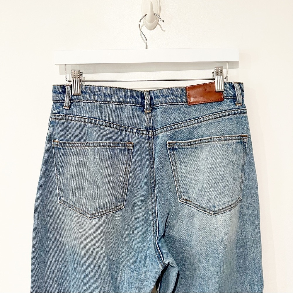 Frank & Oak Light Wash Raw Edge Straight Leg Jeans - Picture 3 of 9